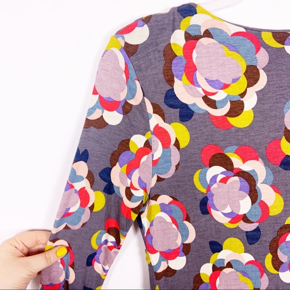 Boden | Faux Wrap Gray Floral Dress sz 8 Long - Picture 4 of 7